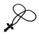 Prayer BEADS Ball Chain Cross Crucifix Wooden Pendant Unisex NECKLACE