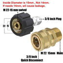 Pressure Washer Adapter Set, Quick Connect Kit, Metric M22 15Mm Female Swiv
