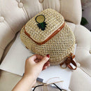 Pineapple Print Small Travel Backpacks Women Straw Shoulder Crossbody Bags
