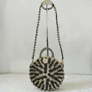 Women Handmade Round Rattan Woven Shoulder Bag Tote Circle Bohemia Straw Kn