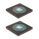 Wooden Coaster with Chinese Style Pattern Wood Drinks Tea Cup Mat Pad Square