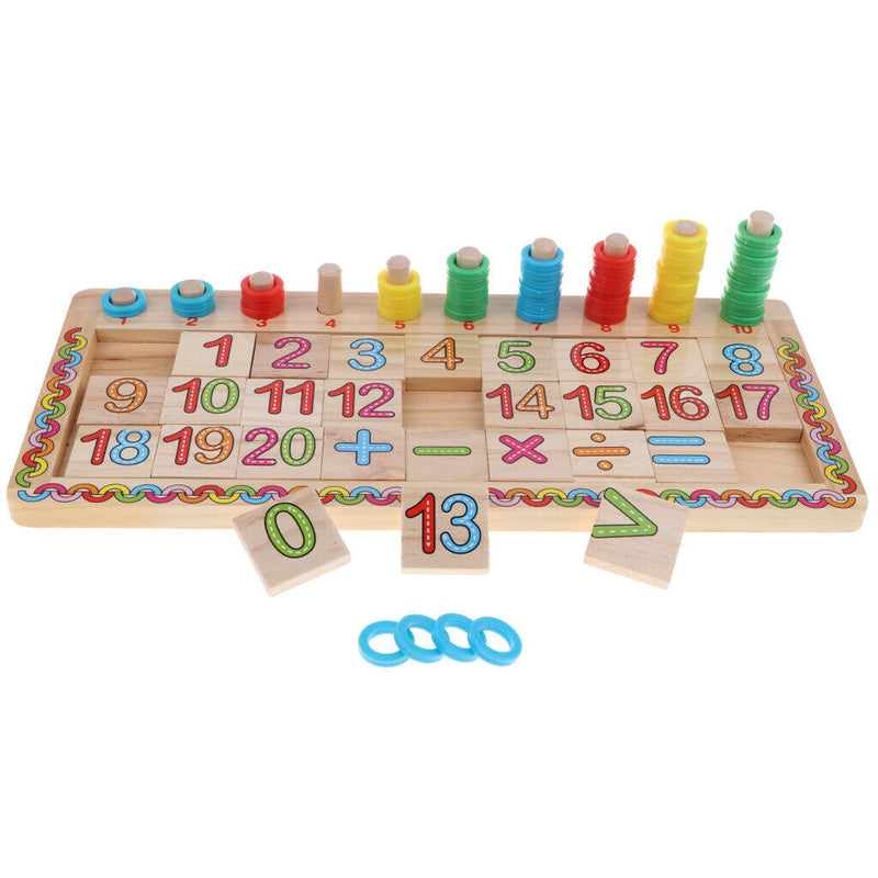 Montessori Wood Blocks Math Stacking Puzzle Intelligence Number Boards for Baby