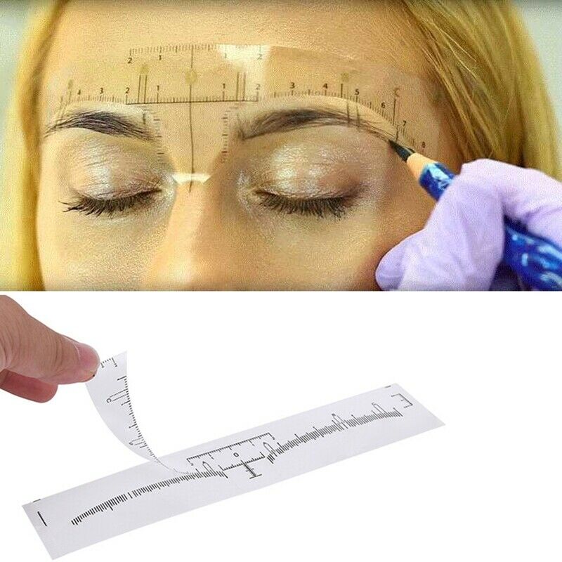 100pcs Reusable Semi Permanent Eyebrow Stencil Makeup Microblading Measure  Z7X4