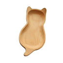 Wood Plate Dinner Plate Dessert Plate Set Salad Bowl Dishware 11.5x23cm Cat