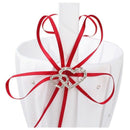 Double Heart Wedding Flower Girl Basket White Satin Rhinestone Decor Red We S2R7