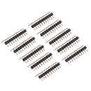 10x L Shape 11 Pin Single Row Pin Male Header Connector Strip 2.54mm Black