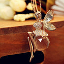 Elegant Girl Crystal Fairy Angel Wing Pendant Long Chain Sweater Necklace Gift