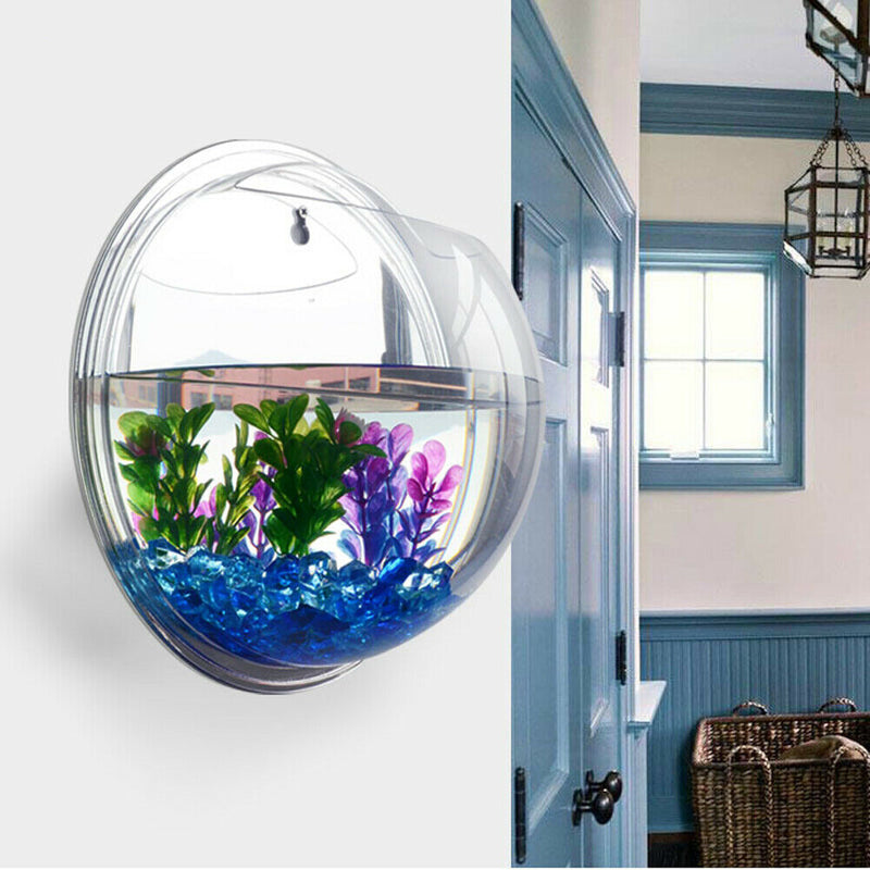 Wall Hanging Bubble Bowl Plant Fish Tank Aquarium Home Decor Mirror SN9F