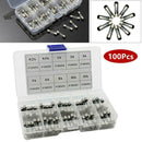 100Pcs/set Fast Blow 0.2A-15A Car Truck Glass Tube Fuses Assorted Kit Sunlephant