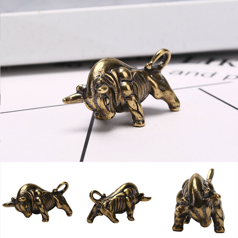Solid Brass Bull Keychain Pendant Zipper Head Accessories Tools Outdoor Key R Gn