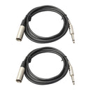 2 Pack XLR 3-Pin Male to 1/4" 6.35mm Mono Mic Microphone TRS Cable Plug 6ft