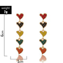 Multicolor Heart Long Dangles Earrings Crystal Ear Drop Women Jewelry Gift