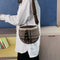 Fashion Woolen Messenger Bag Women Semicircle Wide Shoulder Bags (Brown)