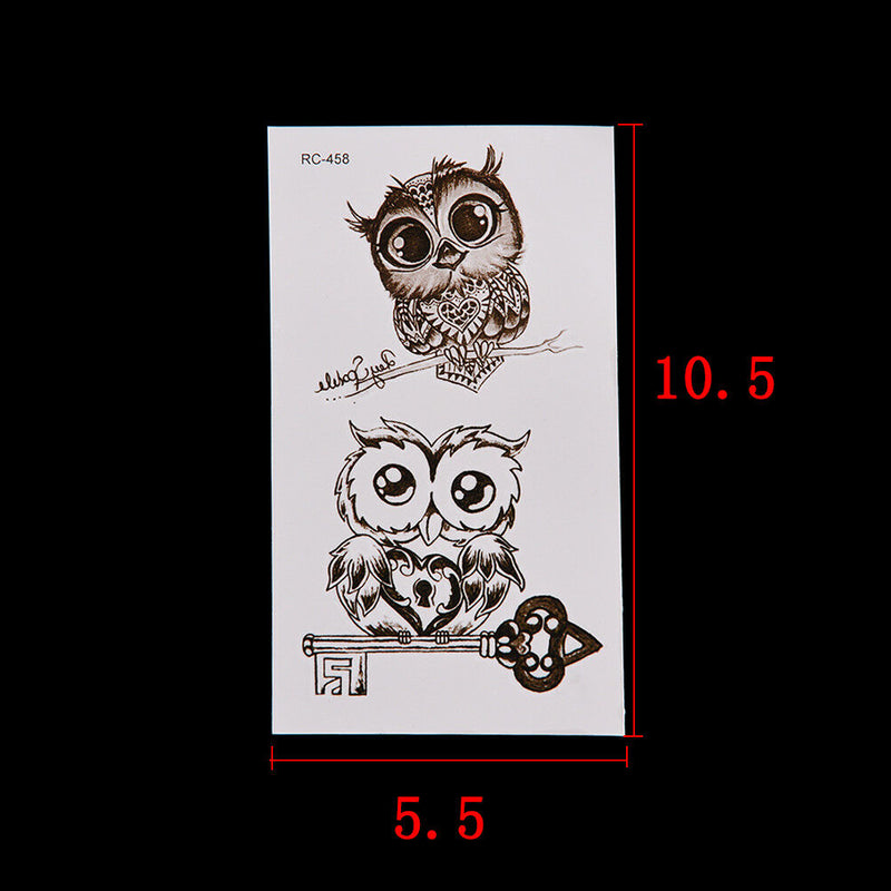 1X Makeup Cute Owl Tattoo Arm Body Art Waterproof Temporary Tattoo Stickers B.AU