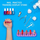 3 in 1 Nail Holder Practice Training Display Stand w/15pcs Nail Tip (Purple