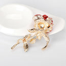 Fashion Brooch Pin Shiny Rhinestone Rose Flower Women Wedding Party Jewelry Del