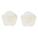 Women Girl's White Shell Rose Flower Studs Earrings for Fashion Accessories