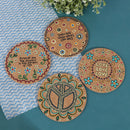 4Pcs Pot Holder Tabletop Decor Round Shape Heat Insulation Natural Cork Pine Hn