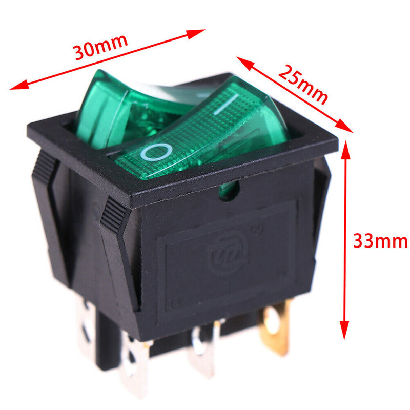 Double boat rocker switch 6 Pin On-Off with green light 20A 125VAC KCD6 Kw