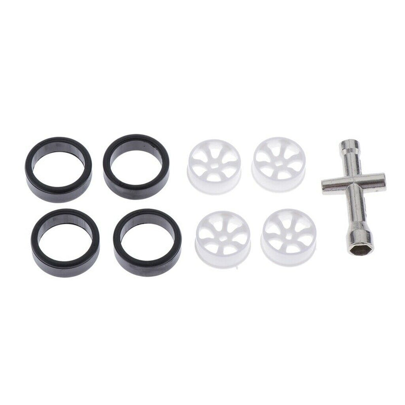 4 Sets 1:28 RC Rock Crawler Rubber Tires & Plastic Wheel Rim for Wltoys K969