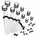 27pc White Acrylic Ear Stretcher Kit Including Tapers and Plugs 1.6mm-10mm