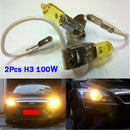 2PCS Car Vehicle H3 100W Hyper Yellow Halogen HeadLight Bulb High Beam Fog Lamp