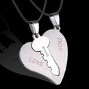 1Pair I Love You Lock Key Heart Stainless Steel Pendant for Couple Neckl lj