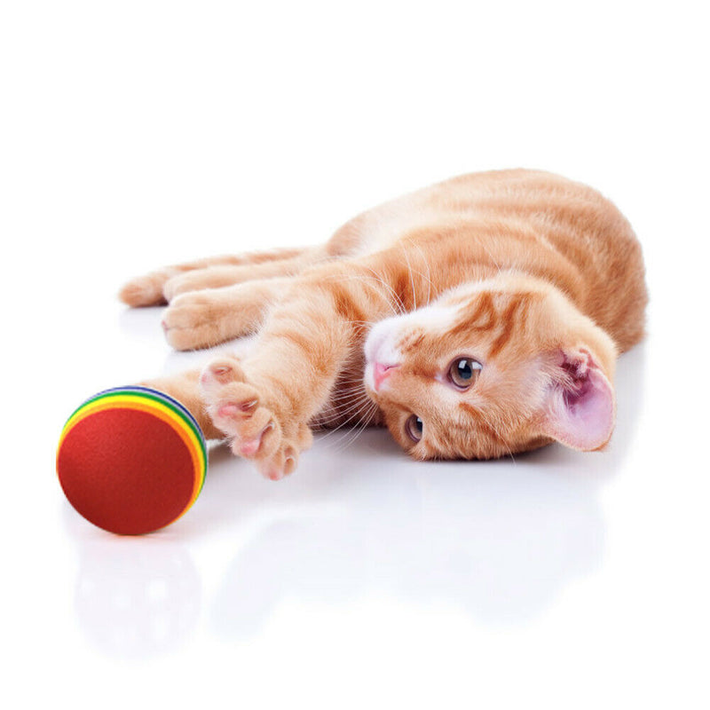 70pcs 3cm Interactive Pet Chewing Toys Cat Training Rainbow Striped Ball