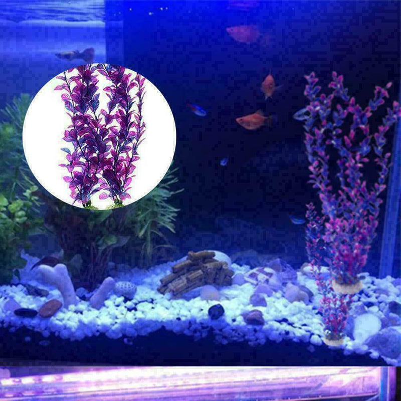 Aquarium Ornament 33cm Fish Tank Plants Pet Playing Toys Purple Water Grass I8J5