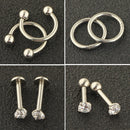9 Pairs Stainless Steel Body Piercings Jewelry Kit for Women Grils