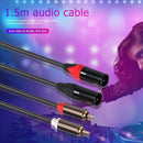 Dual RCA Male Plug to Dual XLR 3Pin Male Audio Extension Cable for Microphone