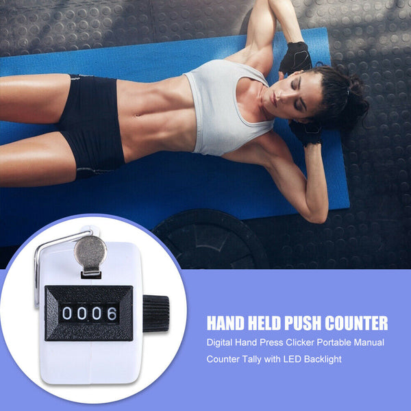Digital Hand Press Clicker Portable Manual Tally with LED Backlight (White) A#S