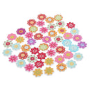50Pcs Wood Mixed Flower Handmade 2 Holes Wooden Buttons Sewing Scrapbooking DIY