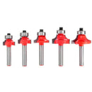 5Pcs 1/4Inch Shank Corner Round Over Router Bit with Bearing Cleaning Flush