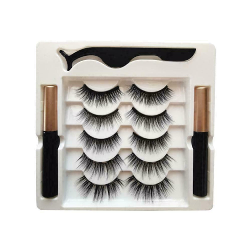 5 Pairs Magnetic Liquid Eyeliner Eyelashes Kit Natural Long Set. Quality B8L0