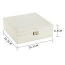 Leather Square Jewelry Box With Mirror Jewelry Cases Storage Box White