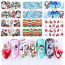 16 Sheets Nail Art Water Transfer Stickers Winter Christmas Decals Cover Colors