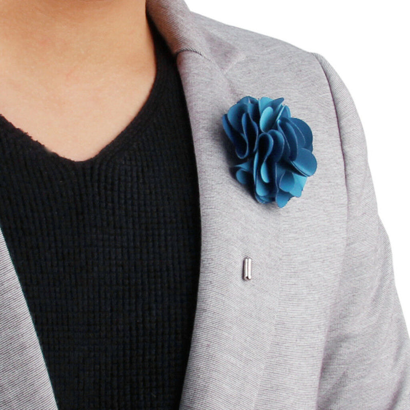 Boutonniere Stick Lapel Tie Pin Brooch &Sky Blue Flower Men Accessories Gift