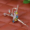 Dancing Ballet Ballerina Brooch Pin Clear AB Crystal Silvertone Fashion