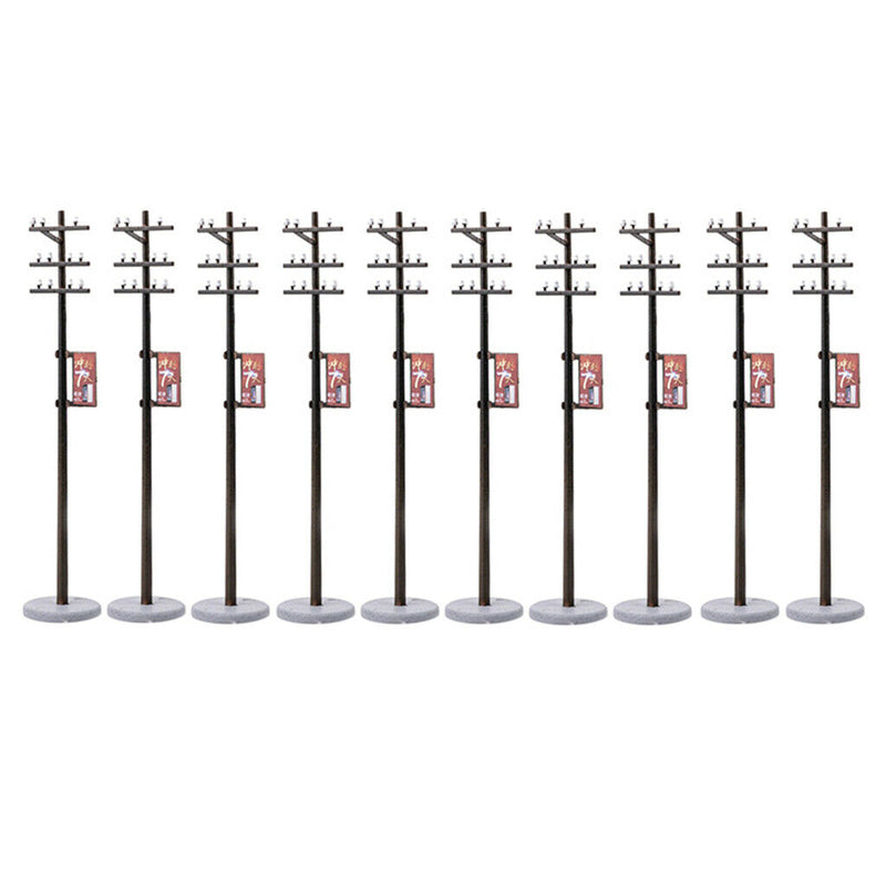 10Pcs Standard 1:87 Mini Electric Line Pole For Train Park Layout HO Scale