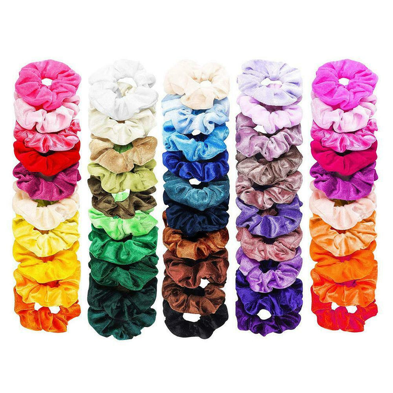 50pcs Velvet Scrunchies Women Elastic Hairband Hair Rings Ponytail Holder A