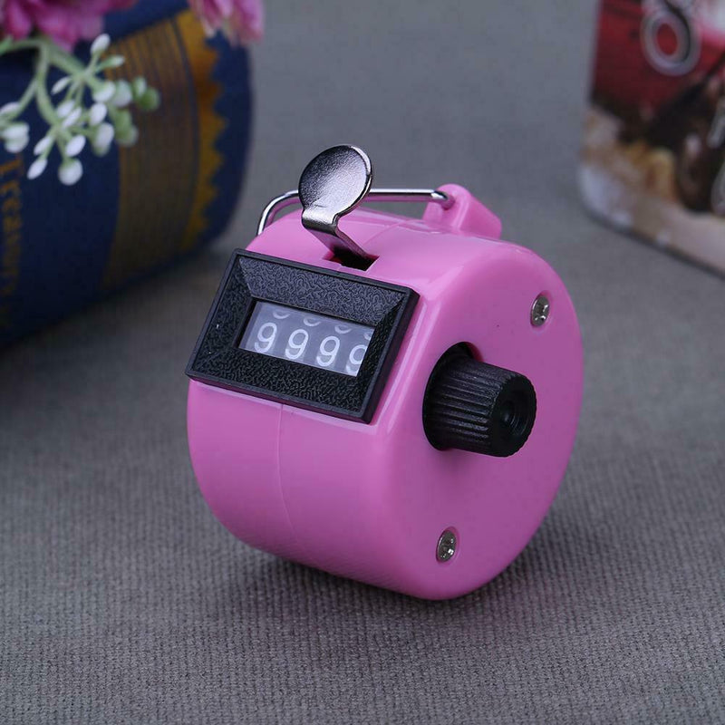 Clicker Counter 4 Digit Number Counters Plastic Shell Hand Held(Pink)
