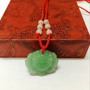 Natural Green Jade Lotus Pendant Fashion Lucky Charm Necklace Gift