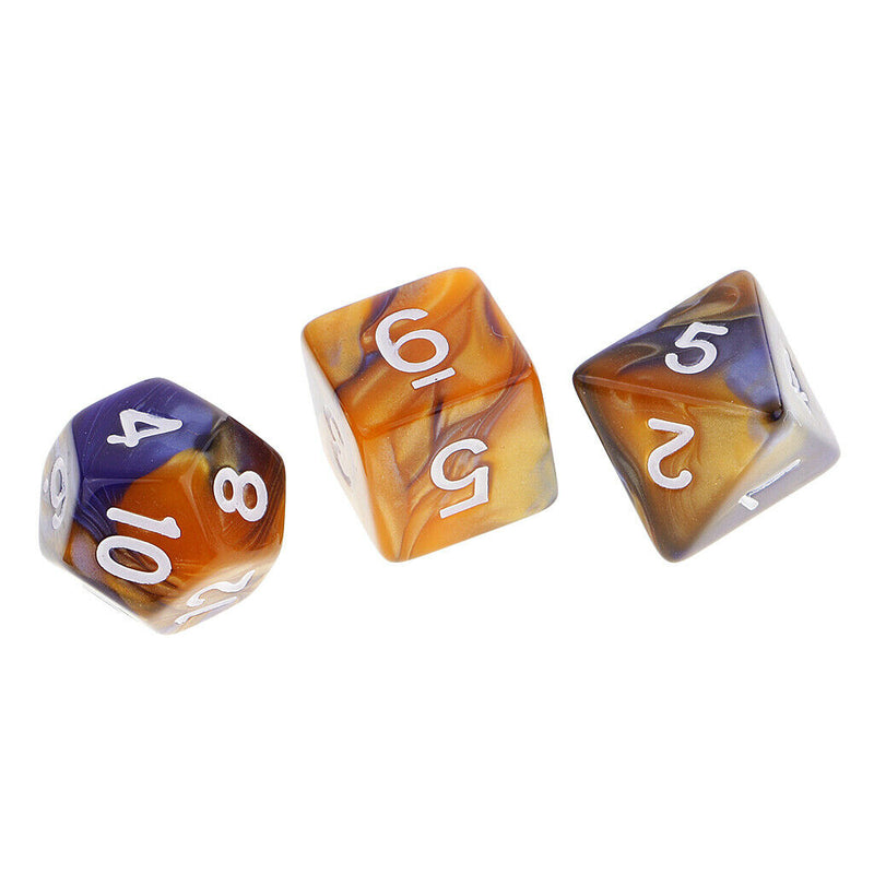 Pack of 14 Double Color Multi-sided Dice D20 D12 D10 D8 D6 D4 Die for Party Bar