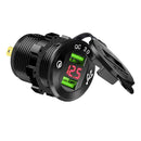 Quick Charge Car Charger Socket QC3.0 Socket LED Voltmeter Boat Black+Red