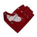 Women PU Leather Motorcycle Bike Car Fingerless Performance Gloves Red Q8W4