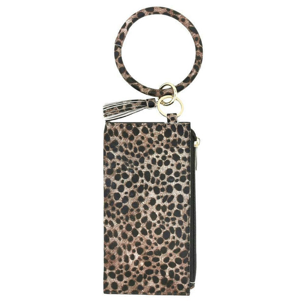 Leopard Women Handbag PU Leather Purse Tassel Keyhain Clutch Bag (Style 6)