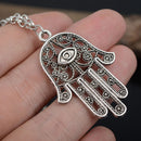 Good Luck Protection Hamsa Symbol Fatima Hand Evil Eye Pendant Necklace SE