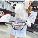 New Punk Lady Girl Rainbow Pvc Transparent Fanny Pack Women Bum Bag Belt Ba