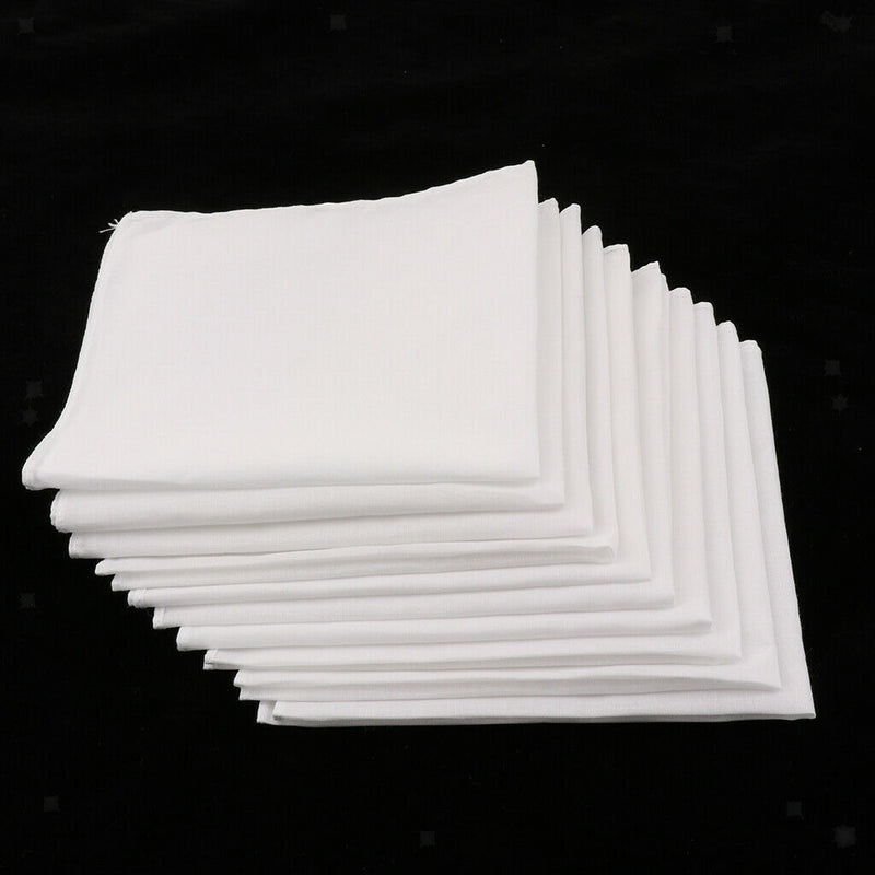 10Pcs Washable Solid Cotton Women Men's Handkerchiefs Pocket Square Hanky